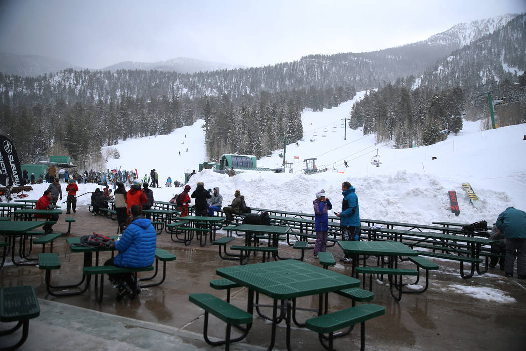 People visit Lee Canyon in Las Vegas during the Slope Side International Women's Day Celebratio ...