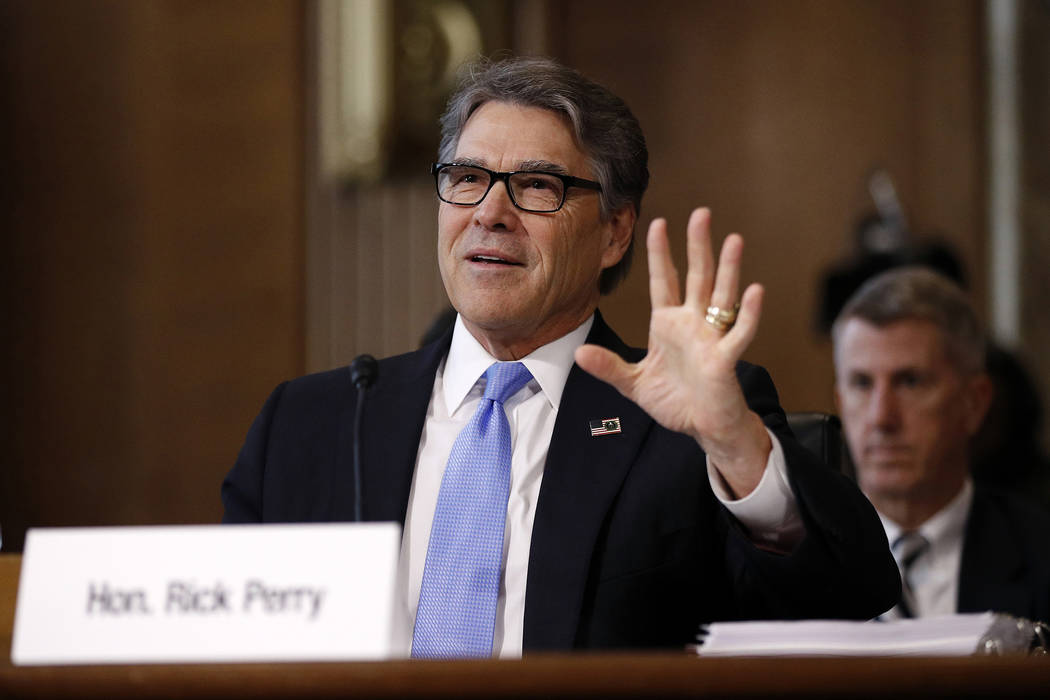 Energy Secretary Rick Perry testifies during a Senate Committee on Energy and Natural Resources ...