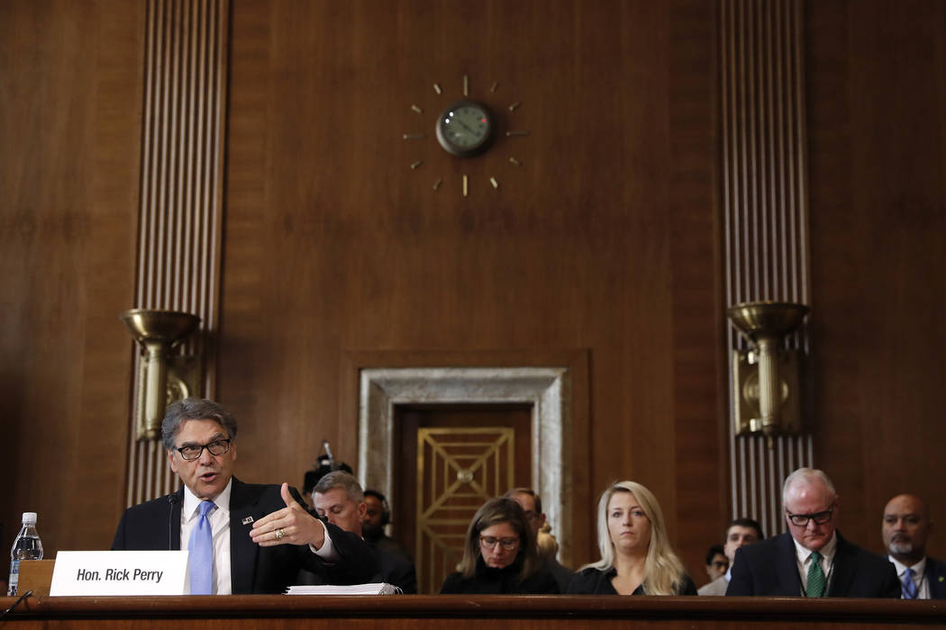 Energy Secretary Rick Perry testifies before the Senate Energy and Natural Resources Committee ...