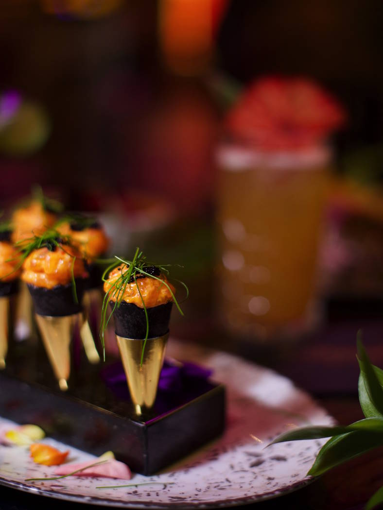 Salmon Tacos at Vanderpump Cocktail Garden at Caesars Palace. (Caesars Entertainment)