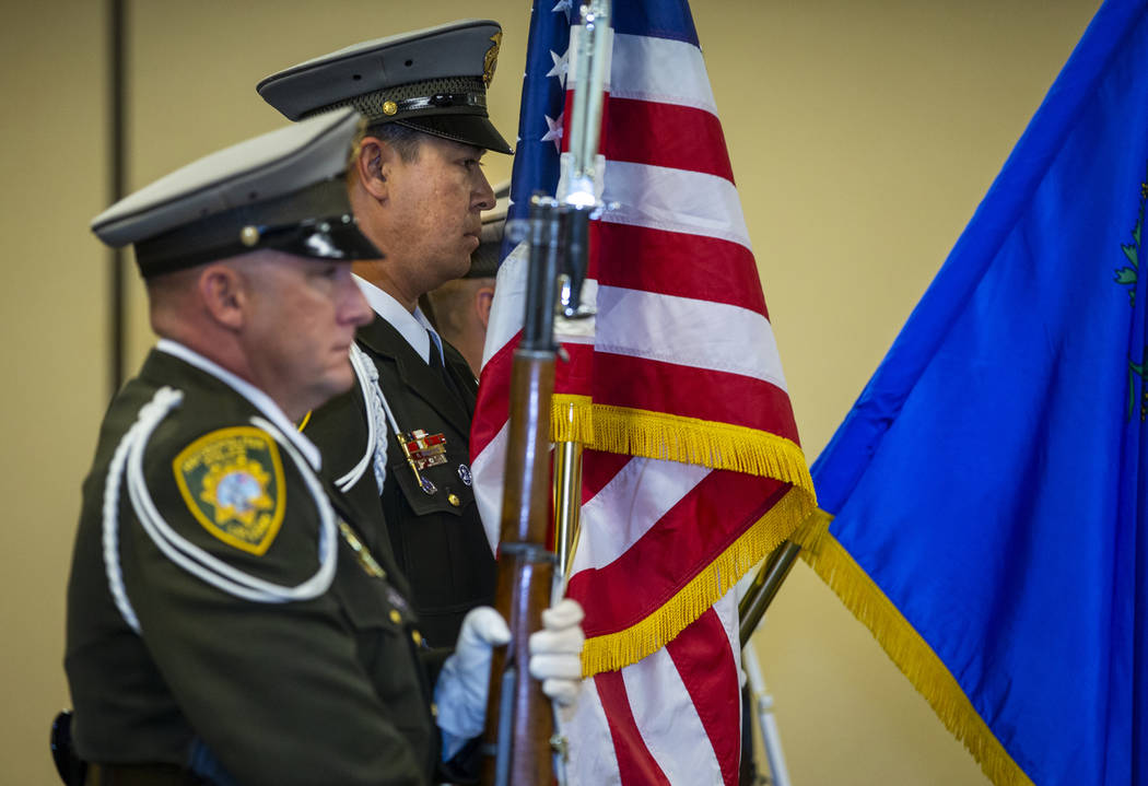 The Metropolitan Police Department honor guard presents the colors opening a commendation cerem ...