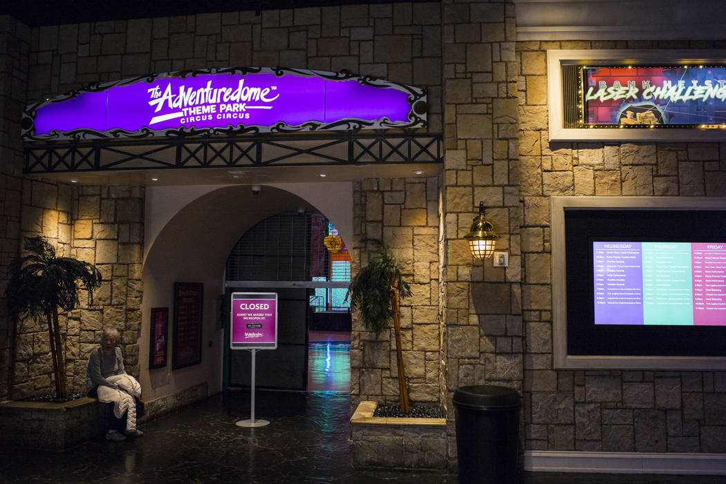 A closed sign at the Adventuredome at Circus Circus in Las Vegas on Wednesday, April 3, 2019. ( ...