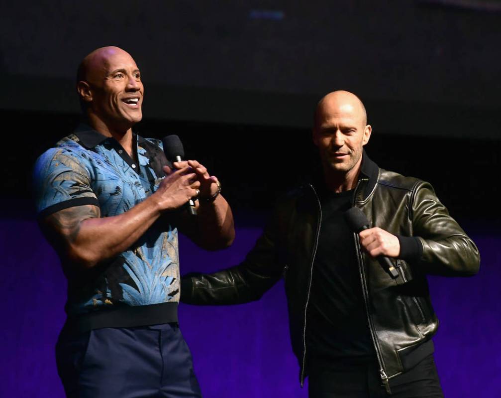 Dwayne Johnson and Jason Statham speak onstage at CinemaCon 2019 Universal Pictures Invites You ...