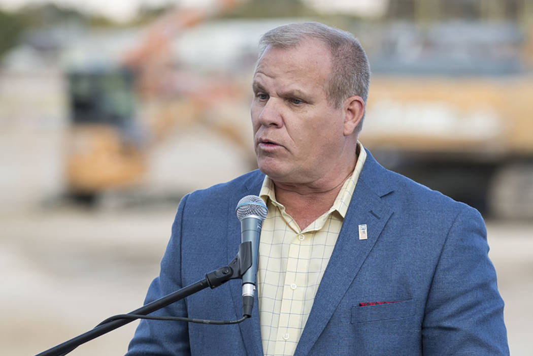 Clark County School District Trustee Kevin L. Child speaks during a groundbreaking ceremony for ...