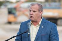 Clark County School District Trustee Kevin L. Child speaks during a groundbreaking ceremony for ...
