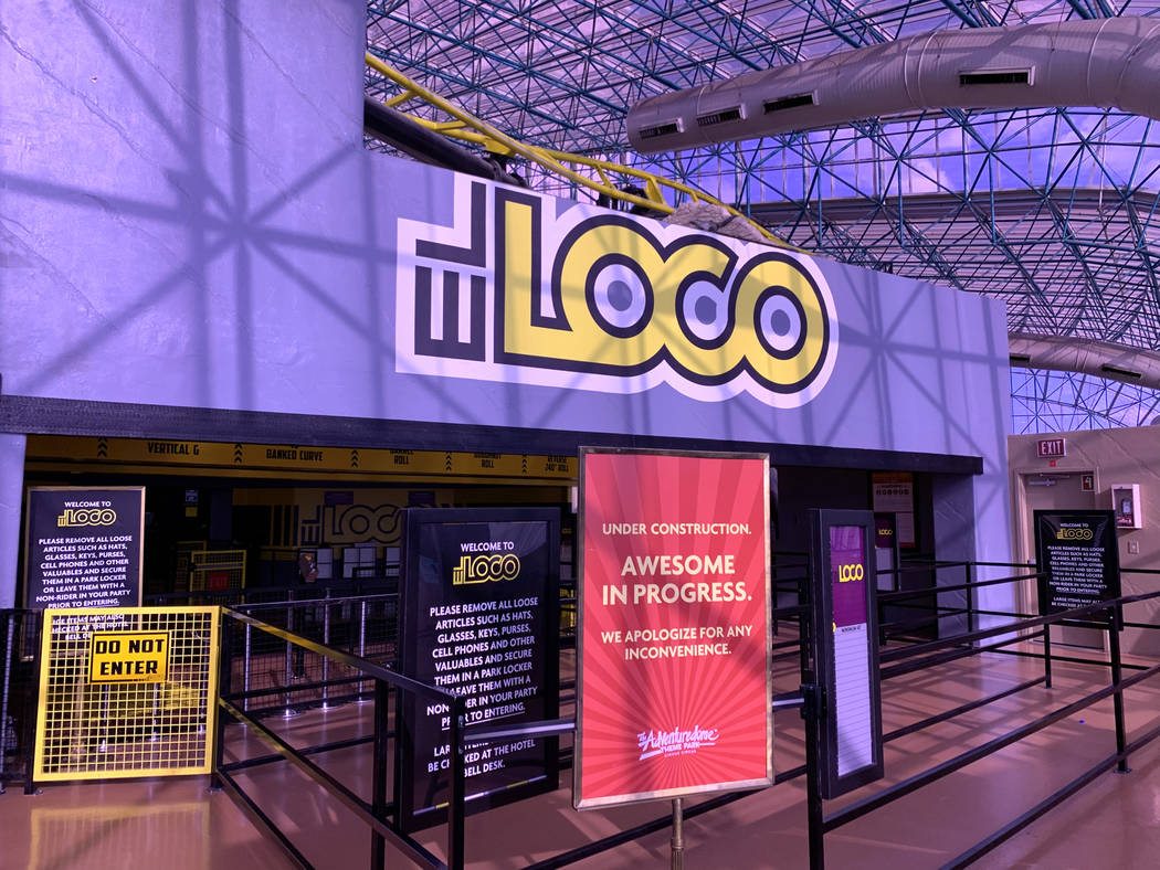 The closed El Loco roller coaster in Circus Circus Adventuredome in Las Vegas Thursday, April 4 ...