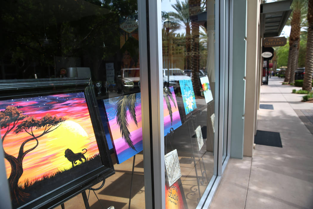 Panting are display inside an art studio at The District in Henderson, Thursday, April 4, 2019. ...