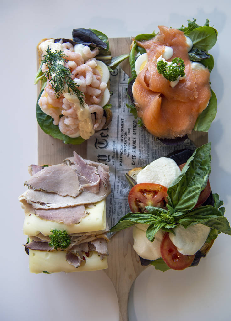 Open faced sandwiches are displayed at Saga Pastry + Sandwich in Las Vegas, Sunday, April 7, 20 ...