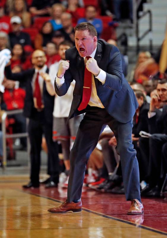 FILE - In this Feb. 16, 2019, file photo, Texas Tech coach Chris Beard yells at his players dur ...
