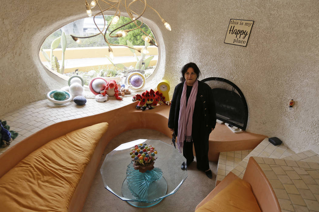 In this photo taken Monday, April 1, 2019, attorney Angela Alioto looks over a sunken room call ...