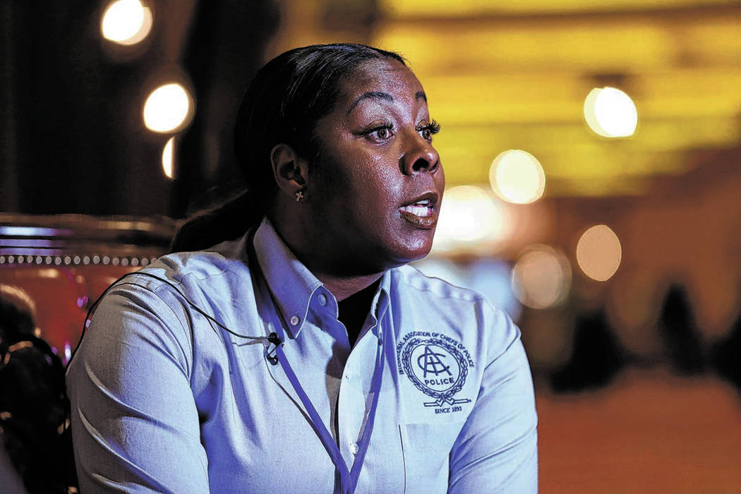 Henderson Police Department Chief LaTesha Watson is interviewed at South Point in Las Vegas, We ...