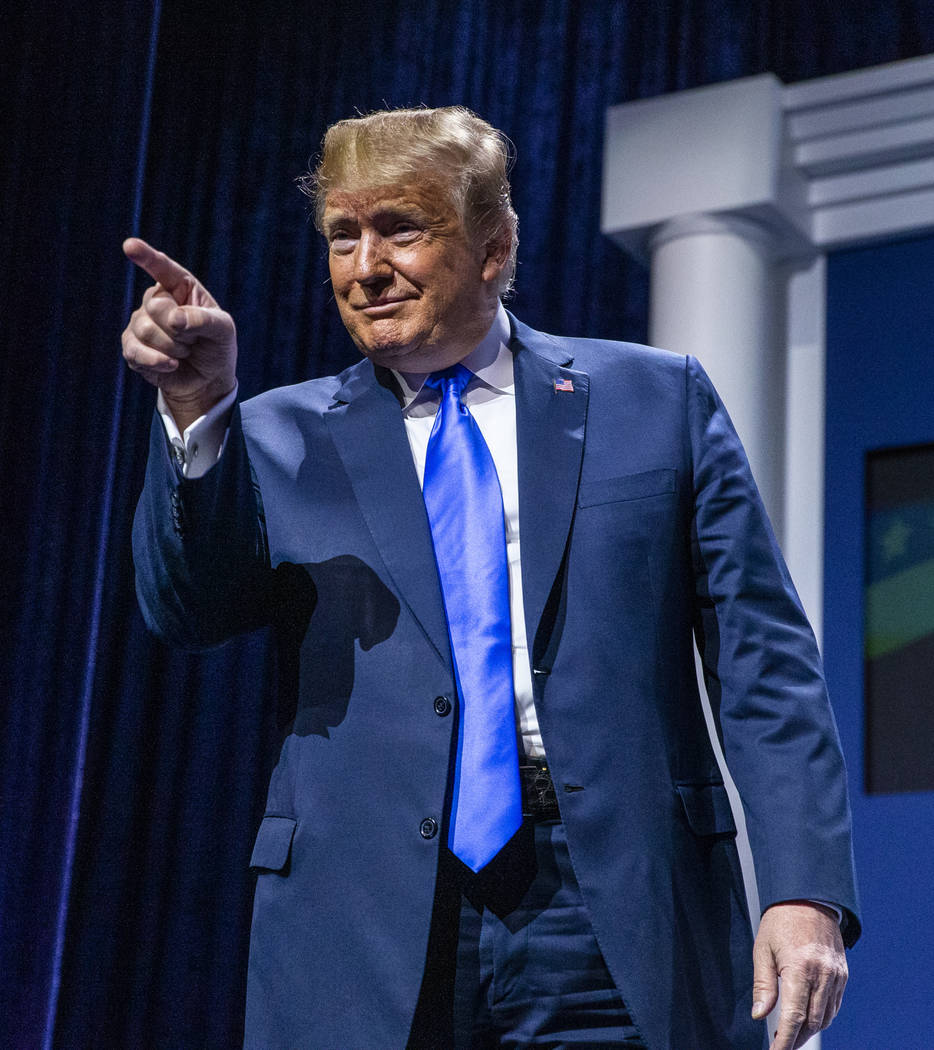 President Donald J. Trump greets the Republican Jewish Coalition during the RJC's annual leader ...