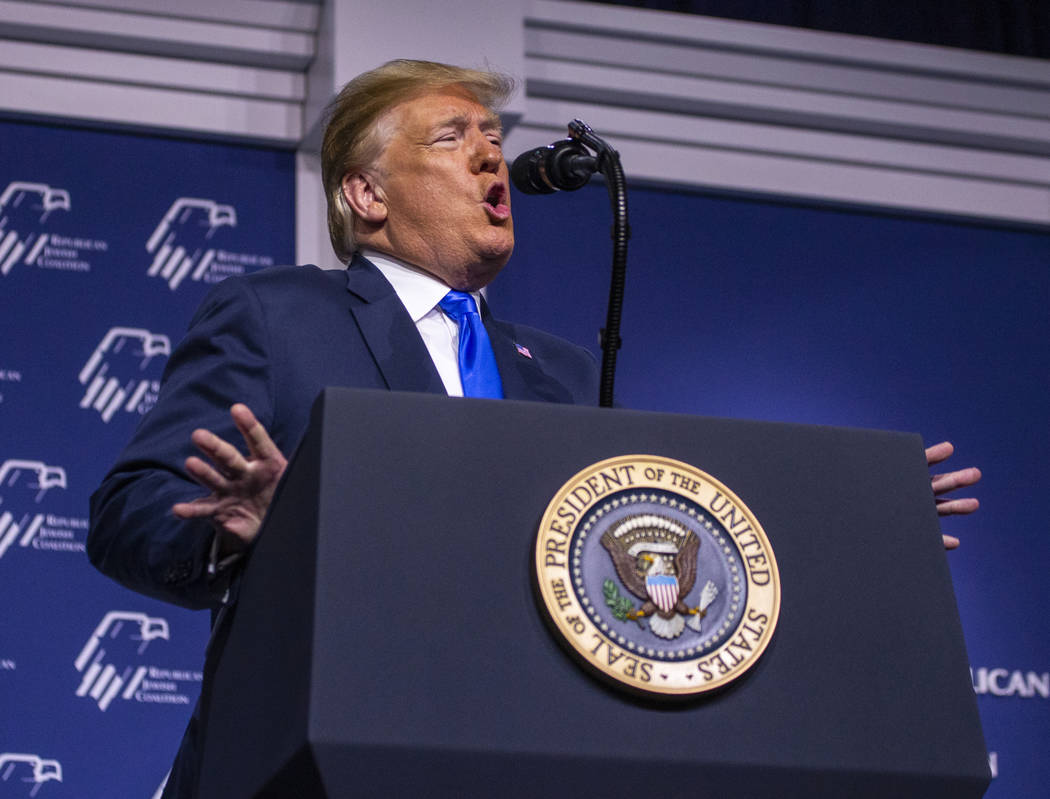 President Donald J. Trump addresses the Republican Jewish Coalition during the RJC's annual lea ...