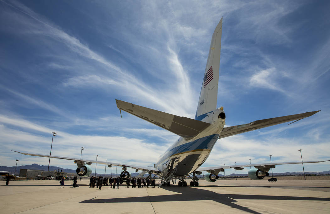 Staffers load as President Donald J. Trump readies to depart from McCarran International Airpor ...