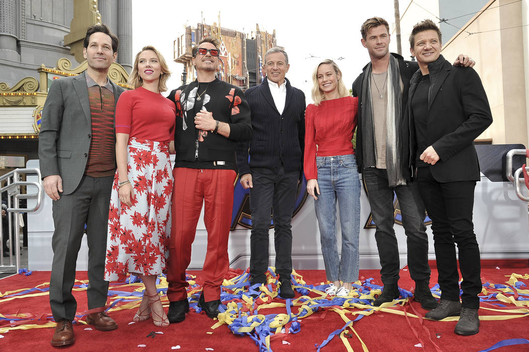 Avengers: Endgame cast members, Paul Rudd, from left, Scarlett
