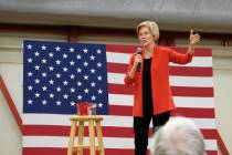 Democratic presidential candidate Sen. Elizabeth Warren, D-Mass., speaks during a campaign rall ...