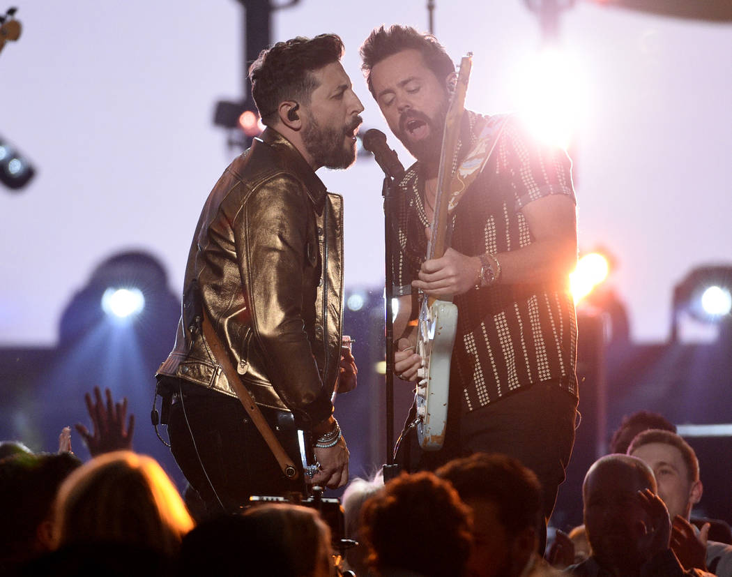 Matthew Ramsey, left, and Brad Tursi, of Old Dominion, perform "Make It Sweet" at the ...
