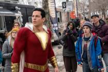 This image released by Warner Bros. shows Zachary Levi, left, and Jack Dylan Grazer in a scene ...