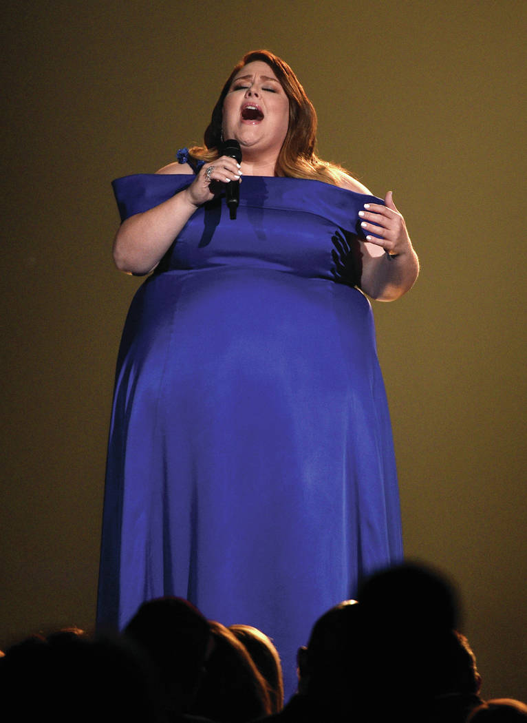 Chrissy Metz performs "I'm Standing with You" at the 54th annual Academy of Country M ...