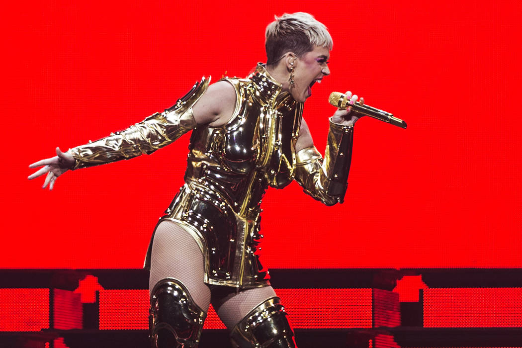 Katy Perry performs during her Witness Tour at T-Mobile Arena, in Las Vegas, Jan. 20, 2018. (Be ...