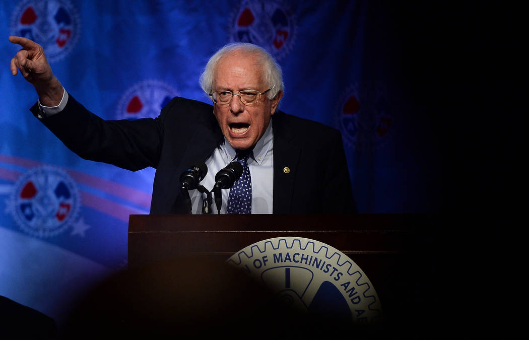 Democratic presidential candidate Sen. Bernie Sanders, I-Vt., speaks at the International Assoc ...