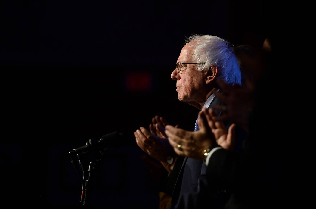 Democratic presidential candidate Sen. Bernie Sanders, I-Vt., speaks at the International Assoc ...