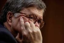 William Barr takes questions at his confirmation hearing Jan. 15, 2019, to become President Tru ...
