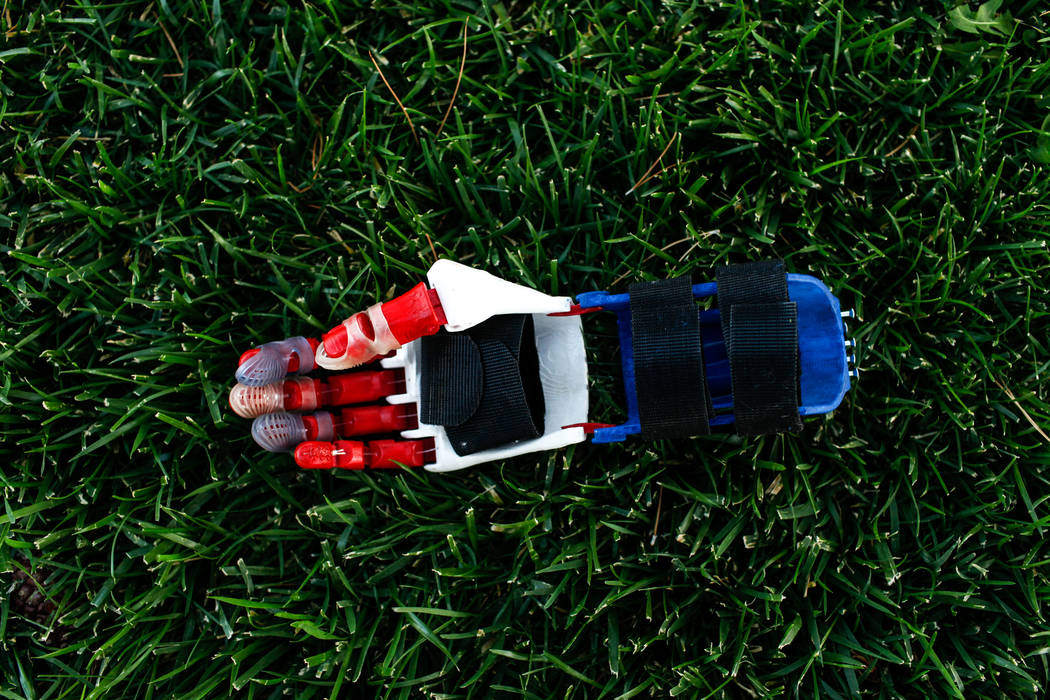Hailey Dawson's 3-D printed prosthetic hand. (Joel Angel Juarez/Las Vegas Review-Journal) @jaju ...