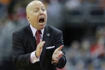 In this March 22, 2019, file photo, Cincinnati head coach Mick Cronin encourages his team in th ...