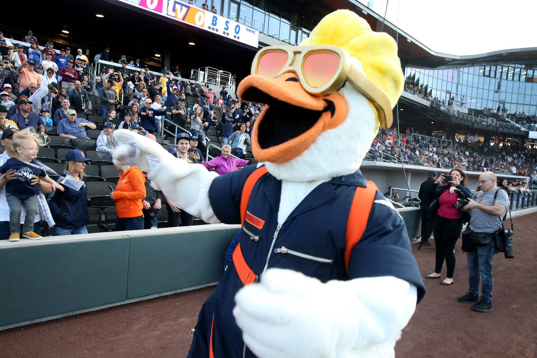 Spruce fires up the crowd on the first-ever opening night for the Las Vegas Aviators at Las Veg ...