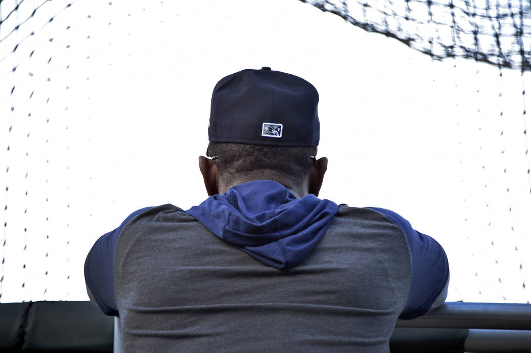 Retired Major League baseball player and now special coach Rickey Henderson watches Las Vegas A ...