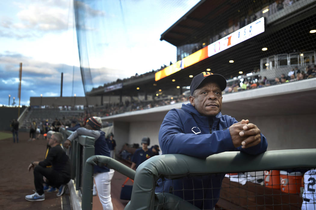 Retired Major League baseball player and now special coach for the Las Vegas Aviators Rickey He ...