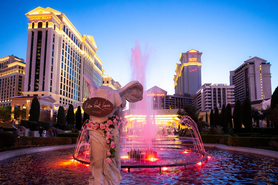 The iconic Caesars Palace fountains turned pink in celebration of Lisa Vanderpump's new cocktai ...