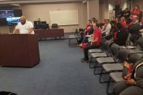 Alber Mora, a baker at Caesars Palace, addresses the state Gaming Control Board in Carson City ...