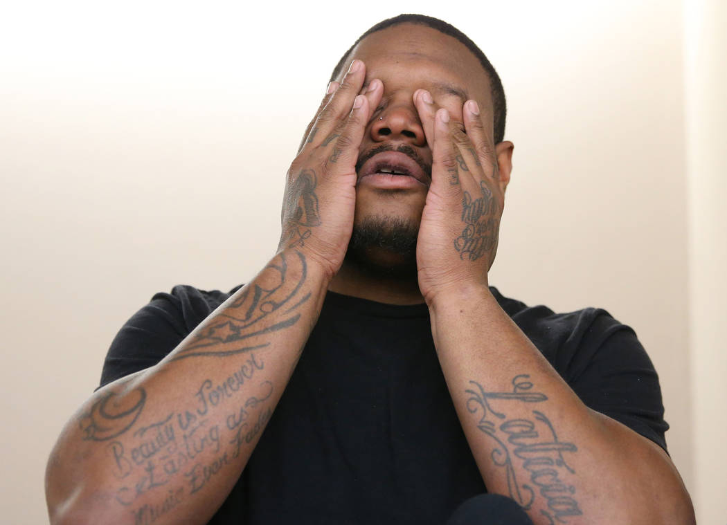Danaun Davis gets emotional during an interview about the death of his daughter La'Rayah, 5, at ...