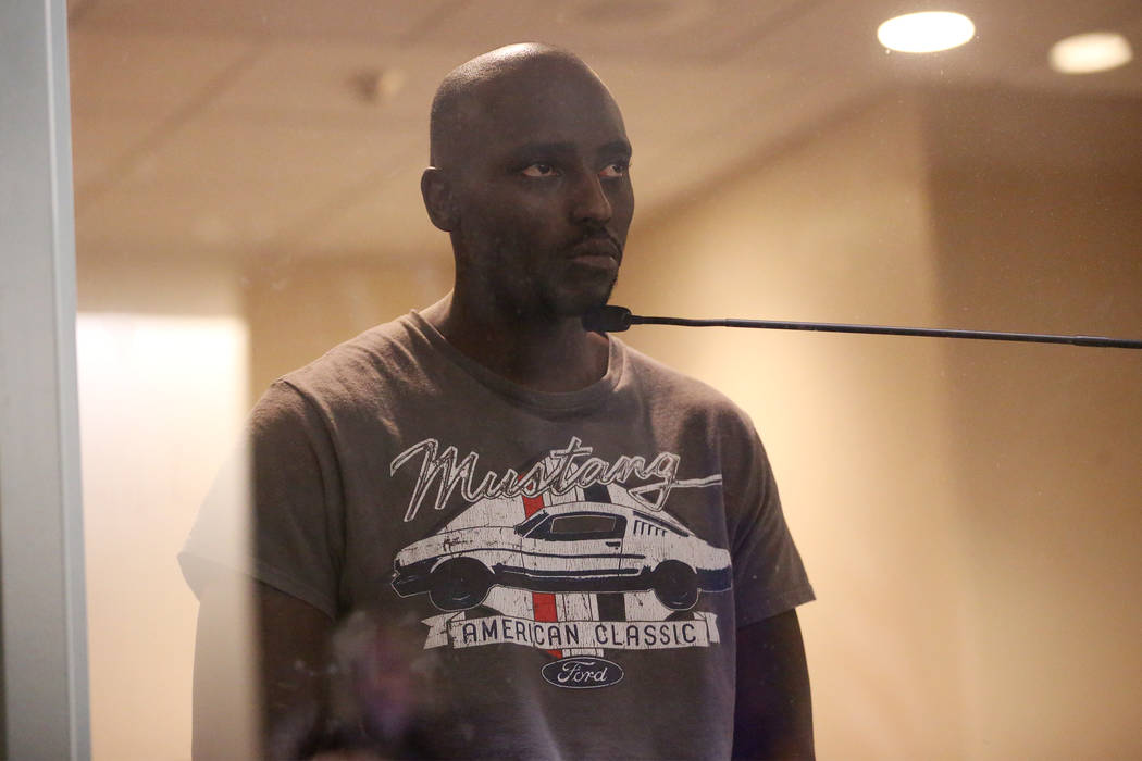 Ex-NFL player Cierre Wood during his initial court appearance at the Regional Justice Center in ...