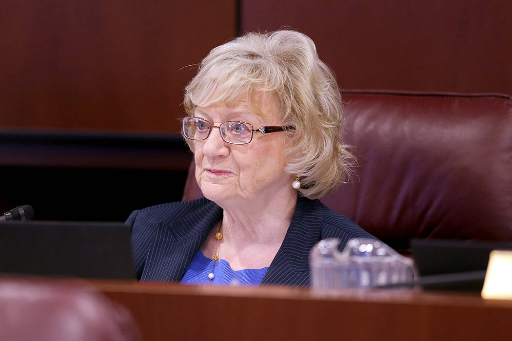 Sen. Joyce Woodhouse, D-Henderson, leads a joint meeting of the Senate Finance Committee and th ...