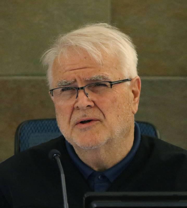 Judge Doug Smith speaks during Gregory Ganci's sentencing at the Regional Justice Center on Thu ...