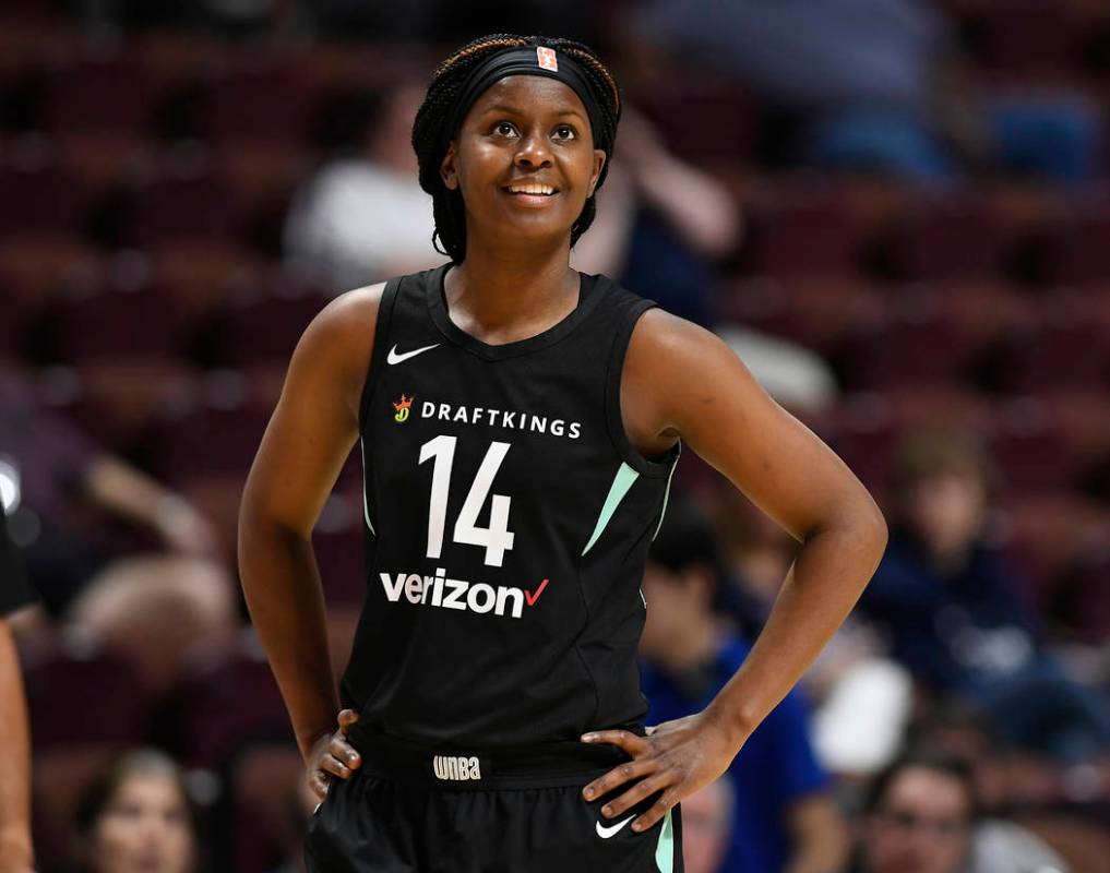 New York Liberty's Sugar Rodgers during a preseason WNBA basketball game, Wednesday, May 8, 201 ...