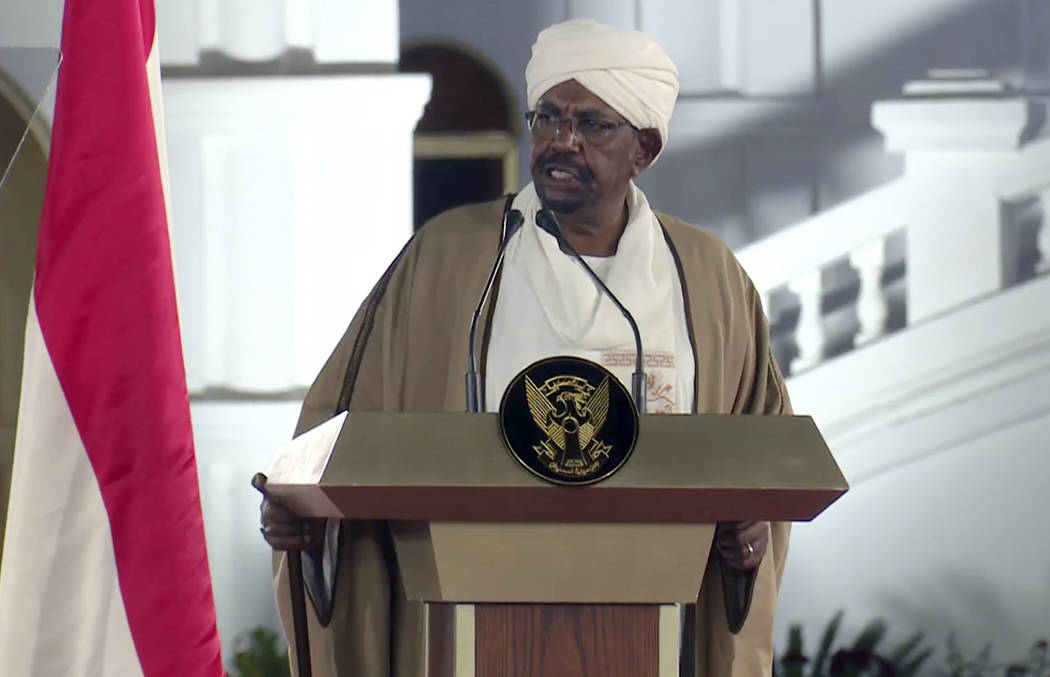 FILE - In this file image taken from video, Sudan's President Omar al-Bashir speaks at the Pre ...