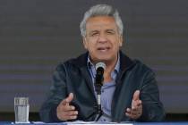 Ecuador's President Lenin Moreno speaks during the inauguration of the "Agua Para Todos&qu ...