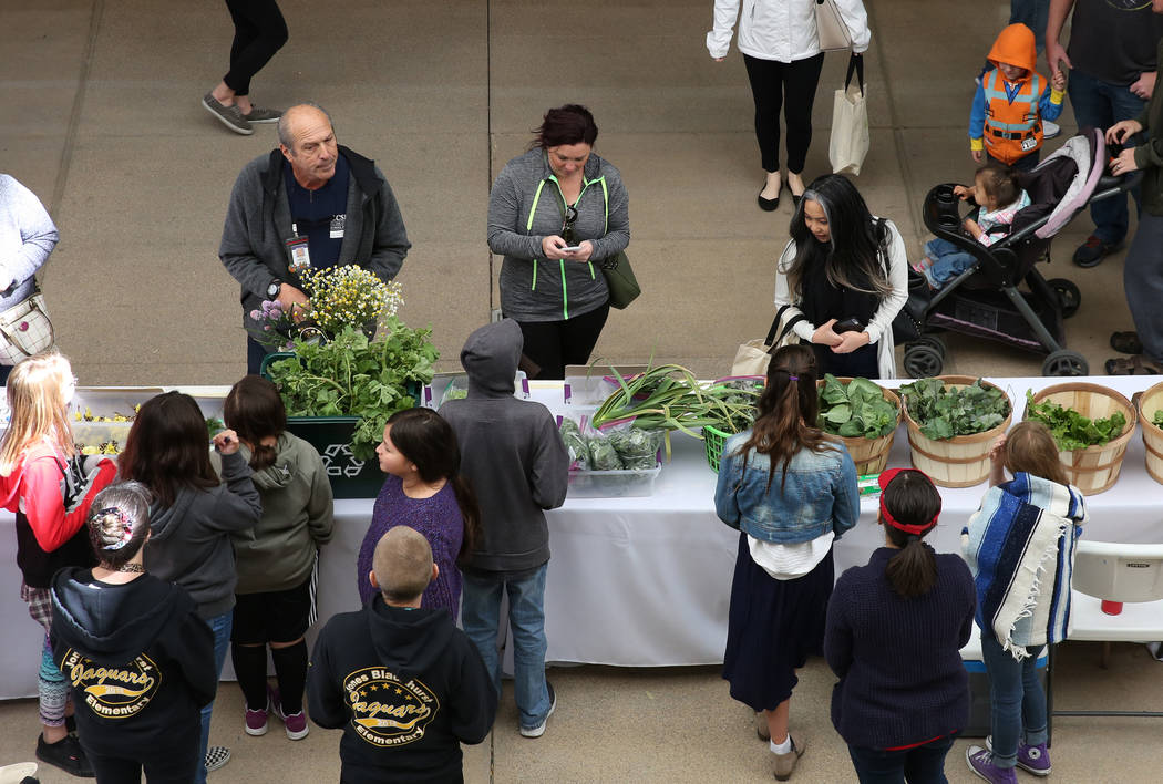 The Clark County School students sale their produce at Green Our Planet's Giant Student Farmers ...