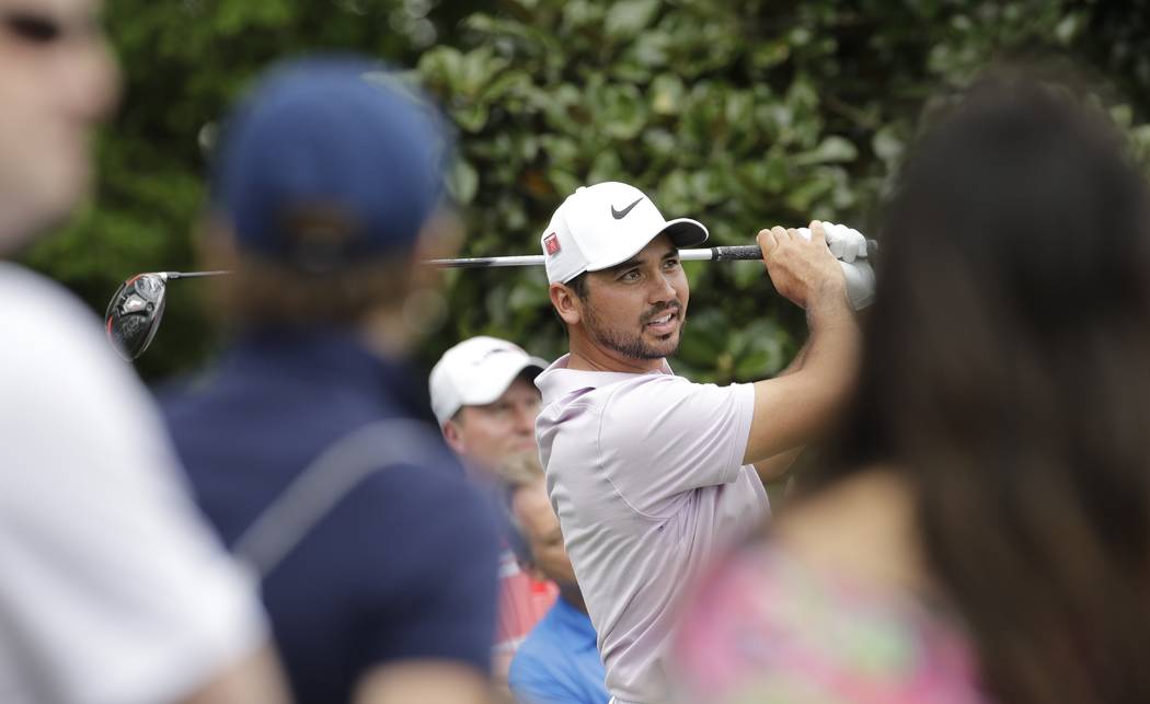Jason Day, of Australia, hits a drive on the ninth hole during the second round for the Masters ...