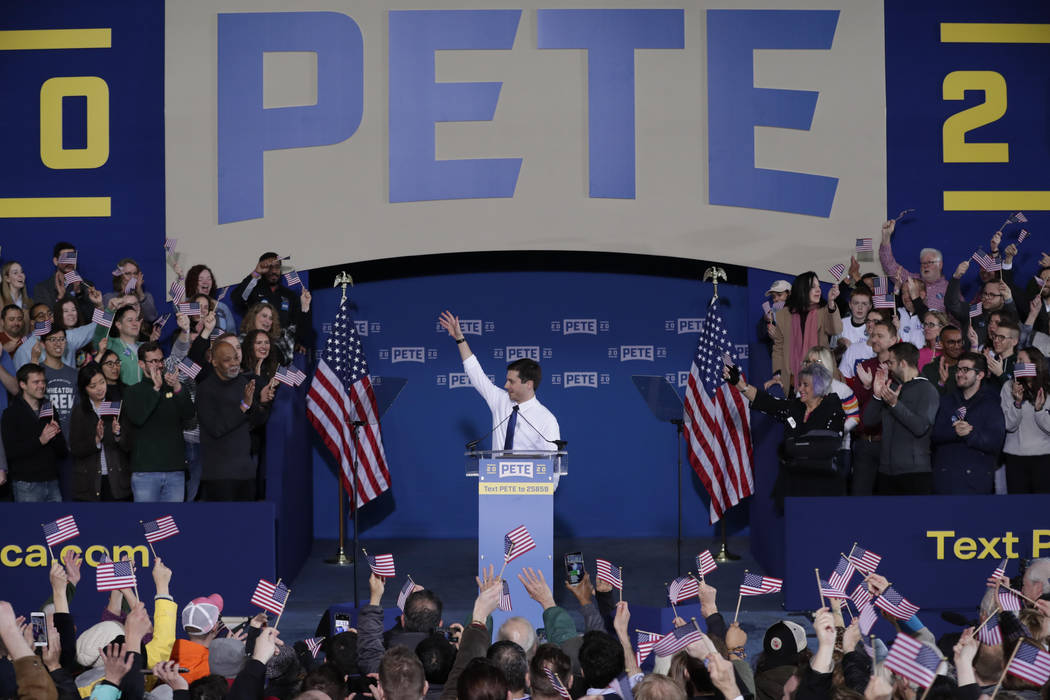 Pete Buttigieg announces that he will seek the Democratic presidential nomination during a rall ...
