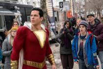 This image released by Warner Bros. shows Zachary Levi, left, and Jack Dylan Grazer in a scene ...