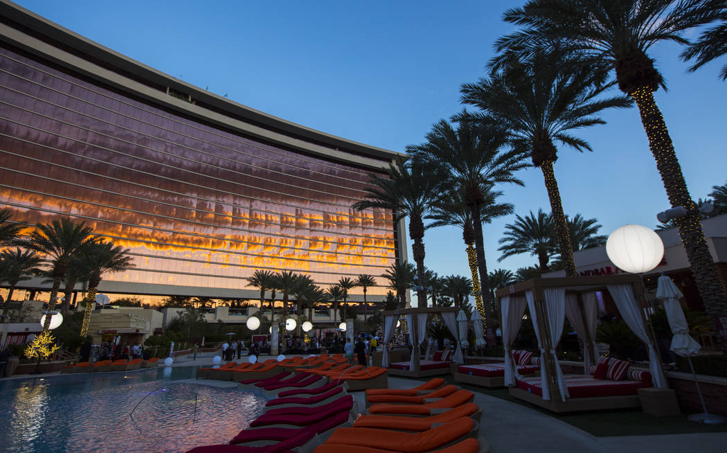 A view of the pool area during UNLVino's Sake Fever event at Red Rock Resort in the Summerlin a ...