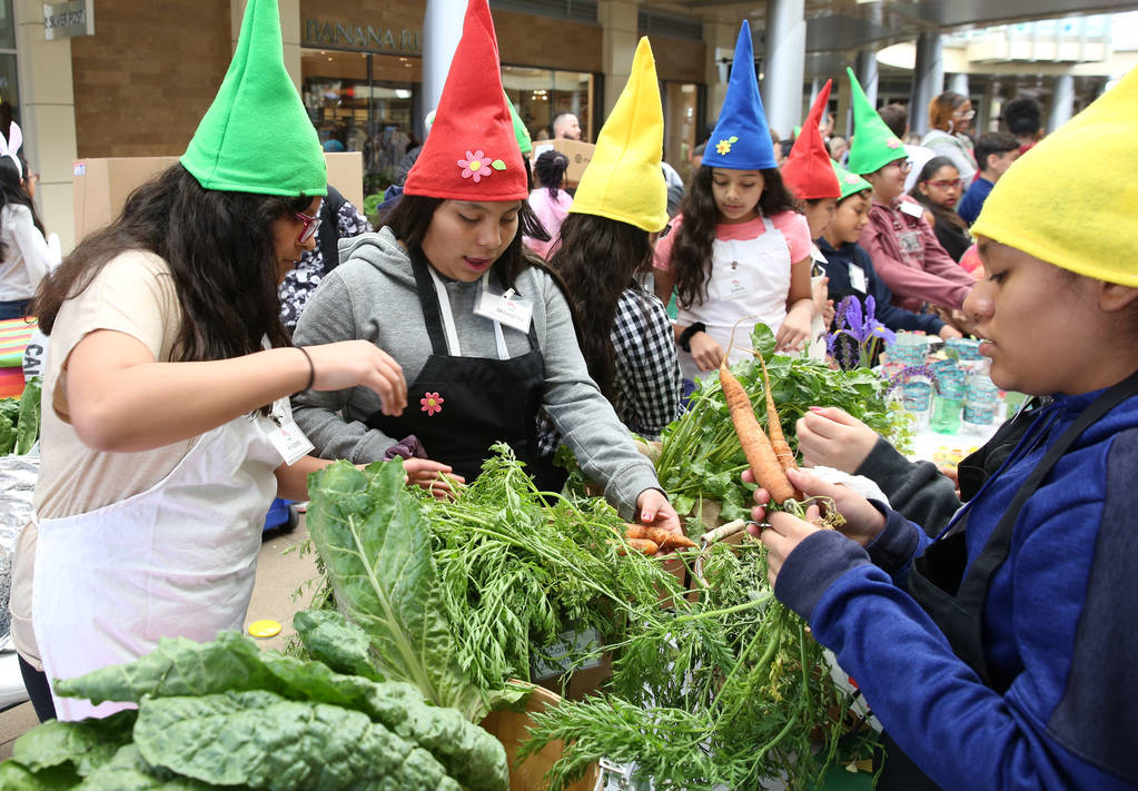 Crestwood Elementary School students, including Arianna Franco, 11, left, Milagros Ailyn, 12, s ...