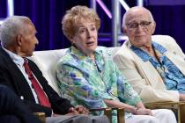 Actress Georgia Engel, center, answers a question alongside dancer Arthur Duncan, left, and act ...