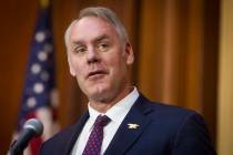 FILE - In this Dec. 11, 2018 file photo, then-Secretary of the Interior Ryan Zinke speaks at EP ...