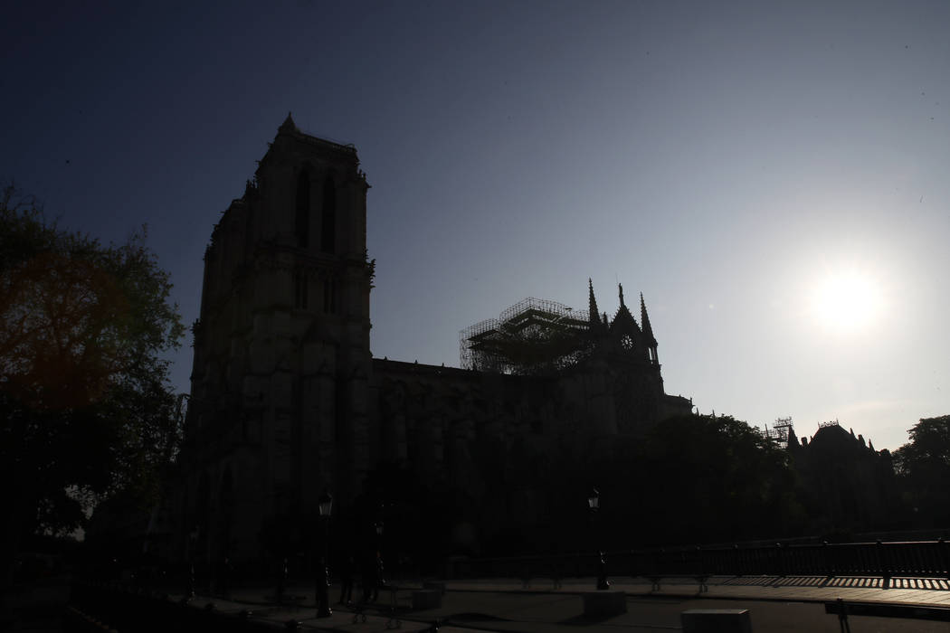 Notre Dame cathedral is pictured early Wednesday, April 17, 2019 in Paris. Nearly $1 billion ha ...